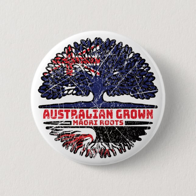 Maori Australian Australia Tree Roots Flag Button (Vorderseite)