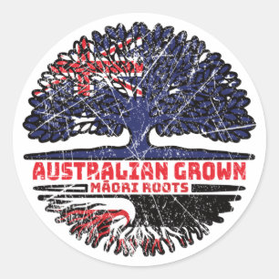 Maori Australian Australia Tree Roots Flag Runder Aufkleber