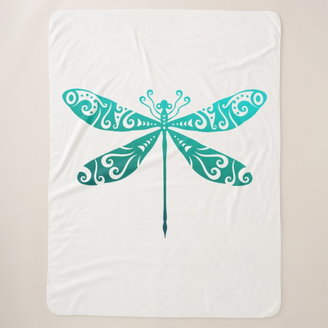 Maori Dragonfly Polynesischer Stamm Tattoo Geschen Sherpadecke (Vorderseite)