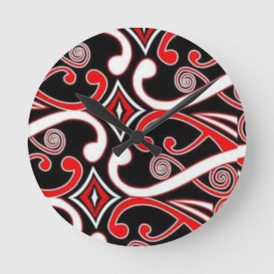 Maori- Entwürfe Runde Wanduhr