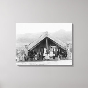 Maori- Familie zu Hause PhotographNew Seeland Leinwanddruck