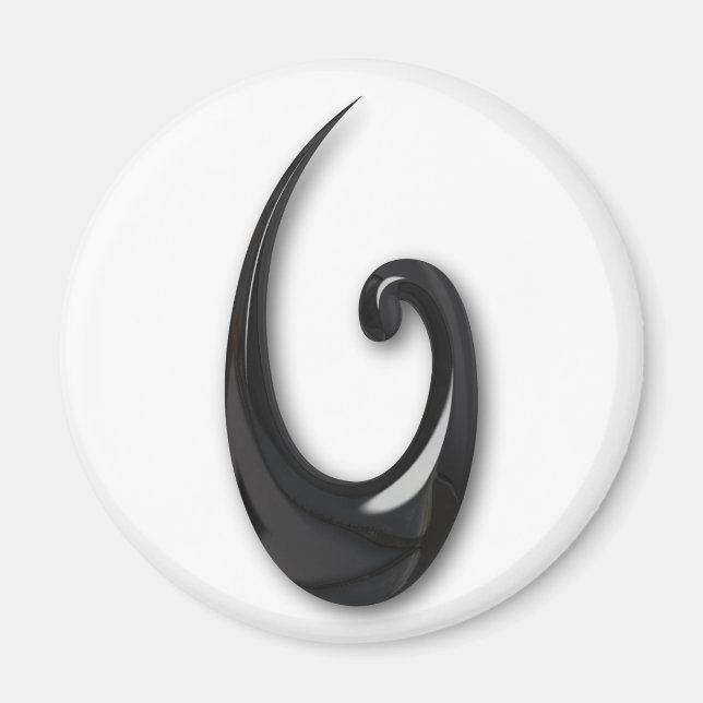 Maori-Fish Hook-obsidian Magnet (Vorne)