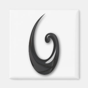 Maori-Fish Hook-obsidian Magnet