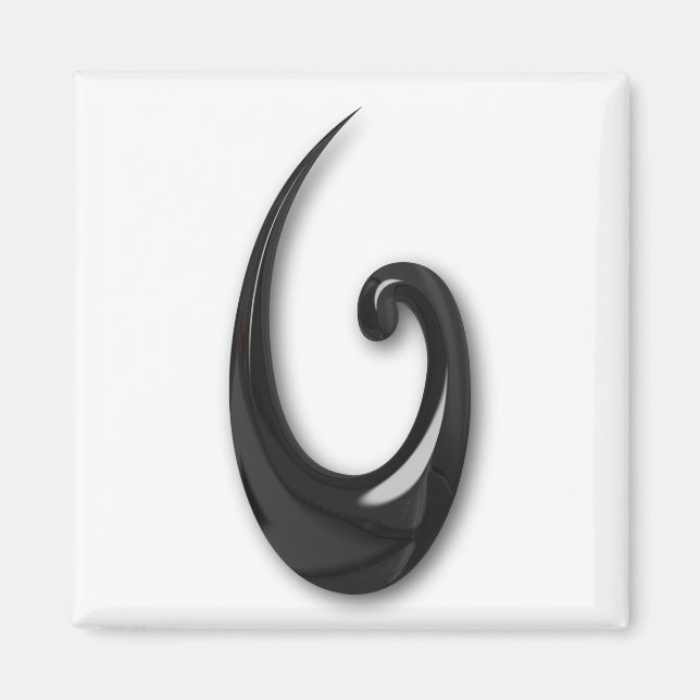 Maori-Fish Hook-obsidian Magnet (Vorne)