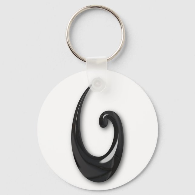 Maori-Fish Hook-obsidian Schlüsselanhänger (Vorderseite)