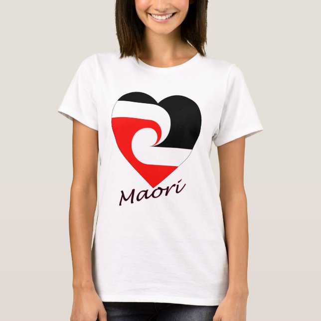 Maori- Flaggen-Herz T-Shirt (Vorderseite)