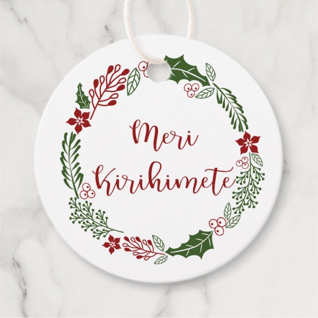 Māori Frory Christmas, Meri Kirihimete, Custom Geschenkanhänger (Vorderseite)