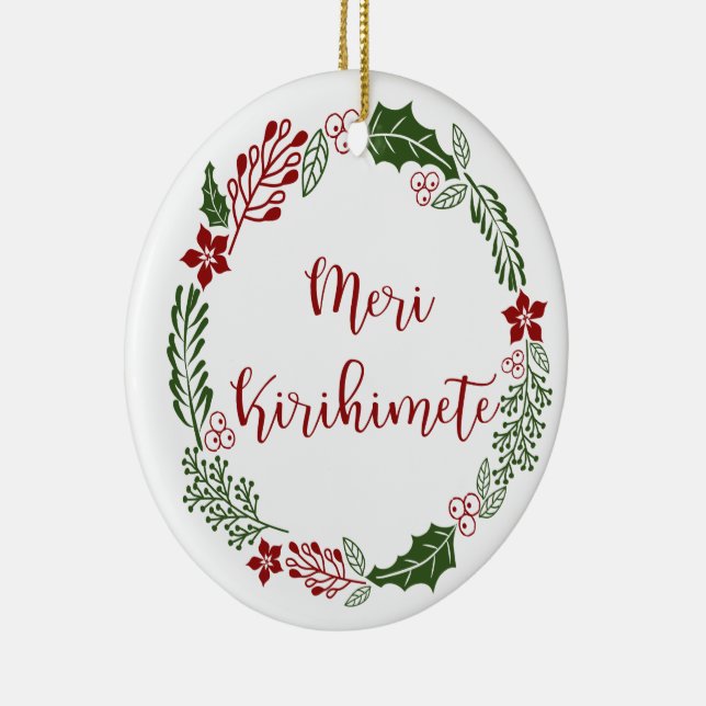 Māori Frory Christmas Wreath, Meri Kirihimete Keramik Ornament (Rechts)