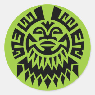 Maori- Gesicht Runder Aufkleber