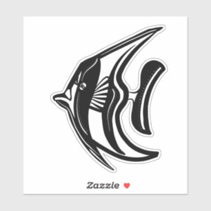 Maori-Götterfisch (kihikihi) schwarz und weiß Aufkleber