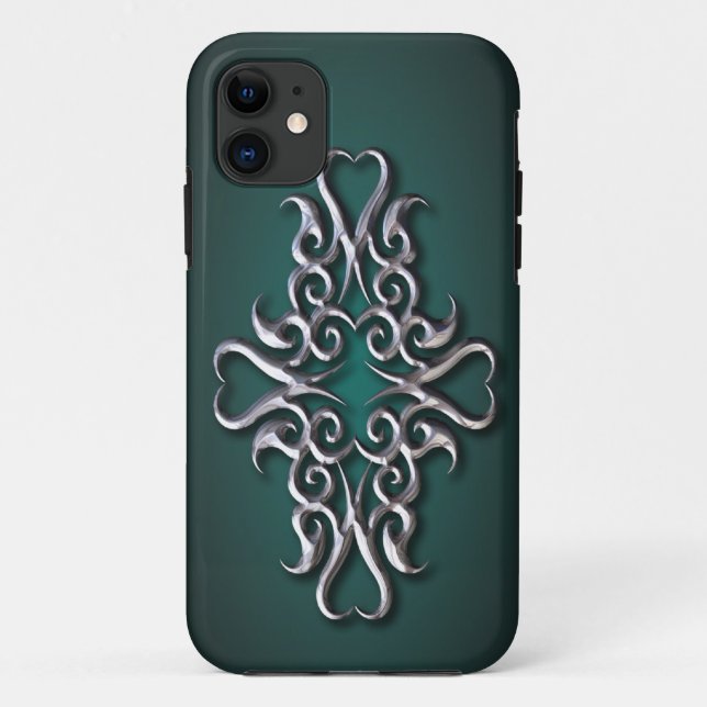 Maori Hook Design - silber Case-Mate iPhone Hülle (Rückseite)
