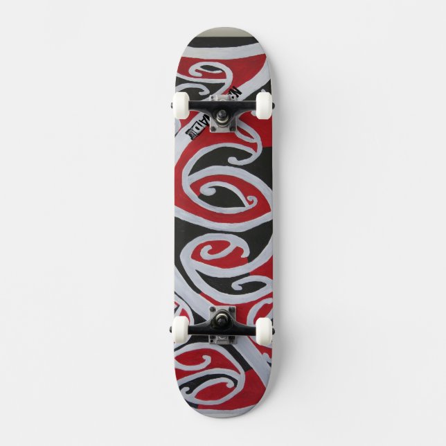 Maori- inspirierter Hammerhai-HaifischSkateboard Skateboard (Vorderseite)