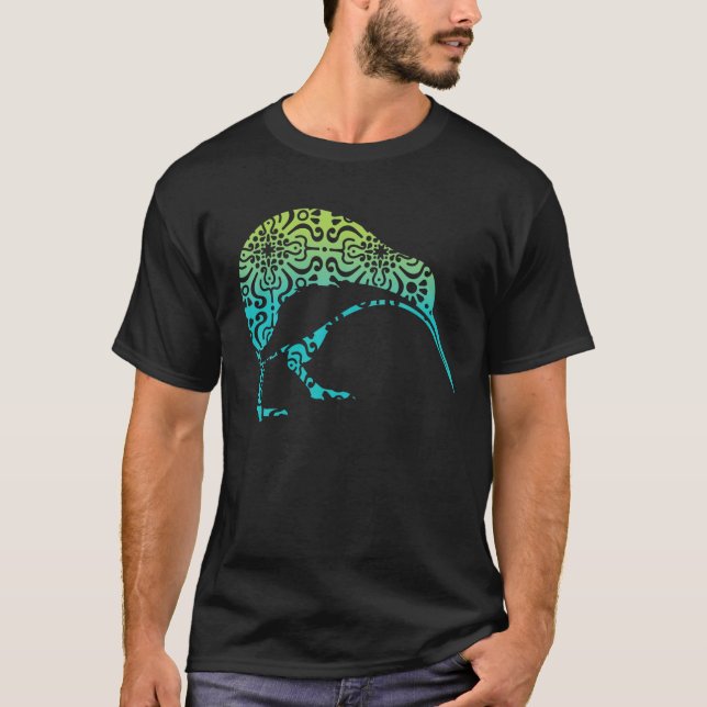 Maori Kiwi Tribal Aboriginal New Zealand Bird Art T-Shirt (Vorderseite)
