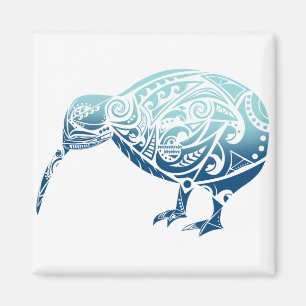 Maori- Kiwi-Vogel-Blau - Geschenk-Idee Magnet
