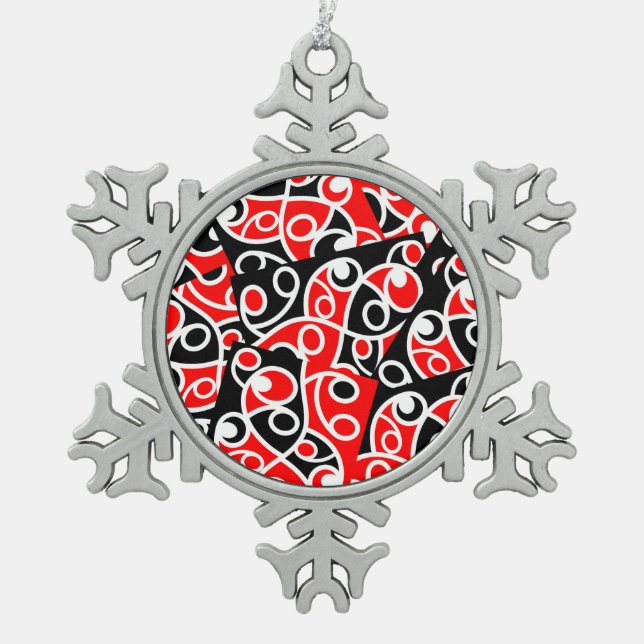 Maori Kowhaiwhai Layered Pattern Schneeflocken Zinn-Ornament (Vorderseite)