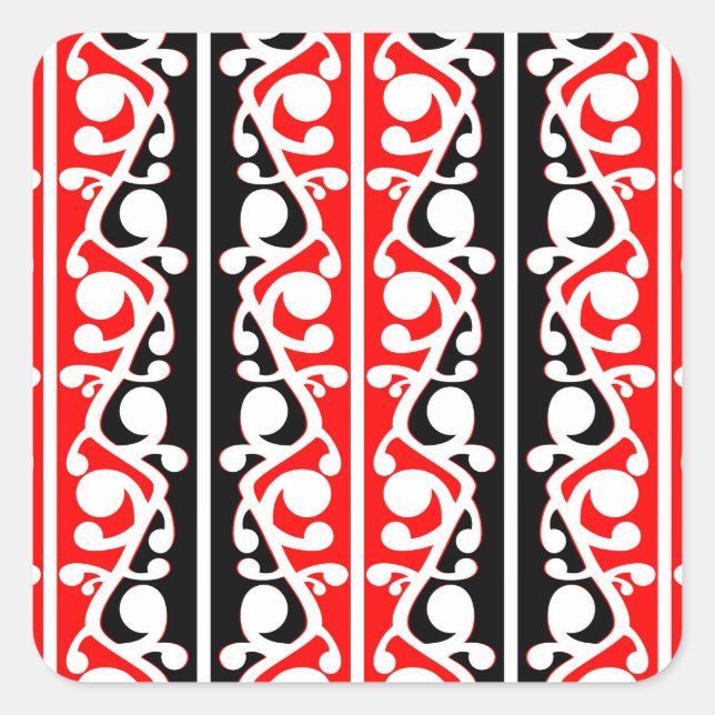 Maori Kowhaiwhai Traditionelles Muster Quadratischer Aufkleber (Vorderseite)