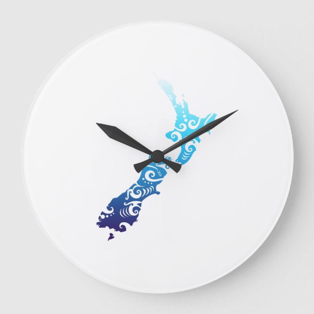 Maori New Zealand Karte Tribal Tattoo Gift Große Wanduhr (Vorderseite)