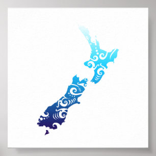 Maori New Zealand Karte Tribal Tattoo Gift Poster