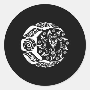 Maori Polynesischer Tattoo Scorpion Scorpion Zodia Runder Aufkleber