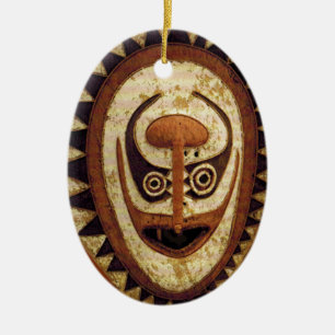 Maori-Stammesritualmaske Keramikornament