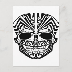 Maori Tattoo Mask Skull Postkarte