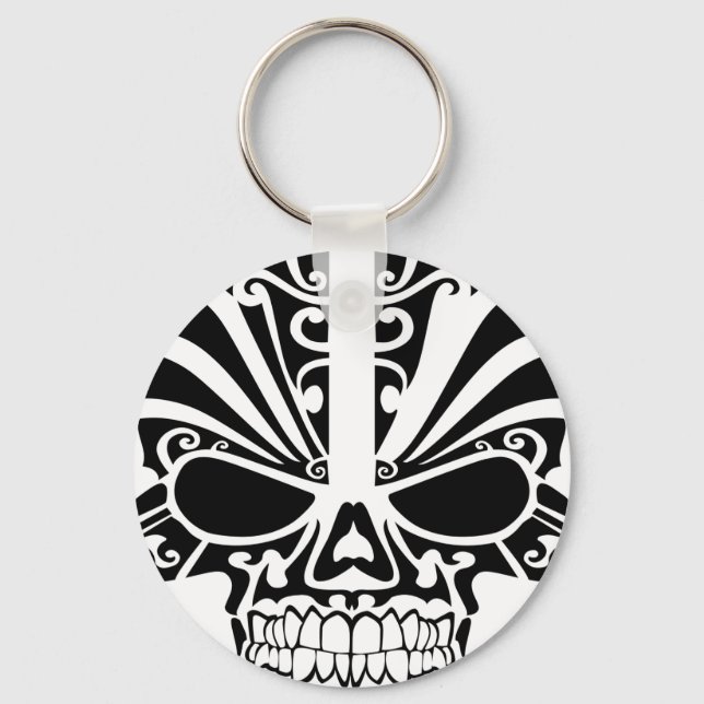 Maori Tattoo Mask Skull Schlüsselanhänger (Vorderseite)