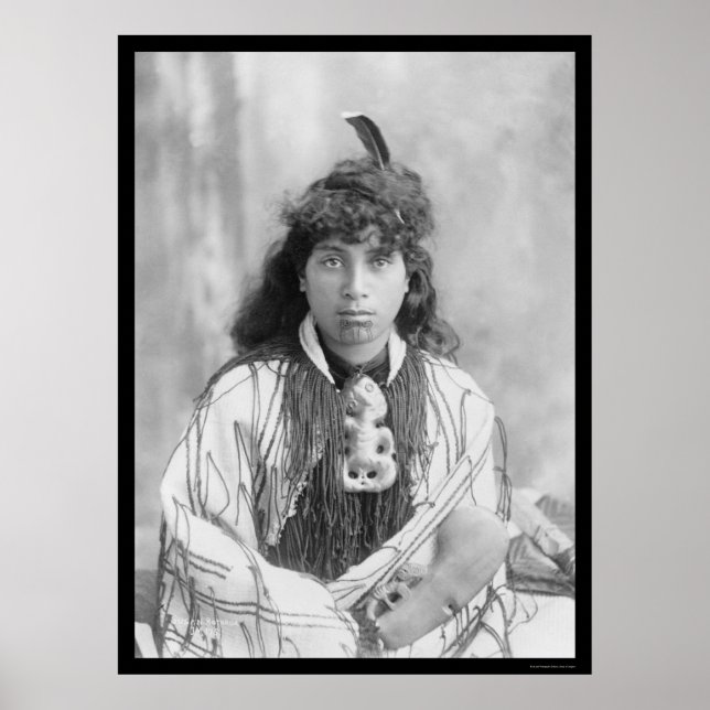 Maori Woman aus Rotorua Neuseeland 1895 Poster (Vorne)