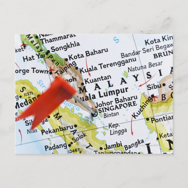 Map-Button in Singapur auf Karte, nah-up Postkarte (Vorderseite)