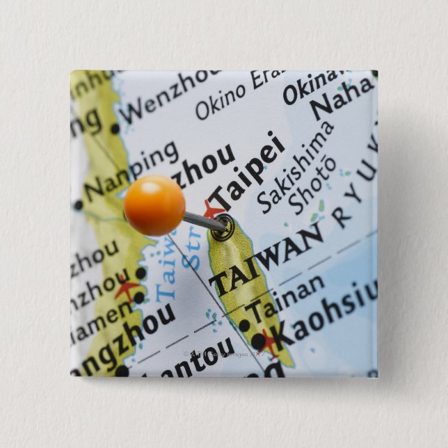 Map Button in Taipei, Taiwan auf Karte, (Vorderseite)