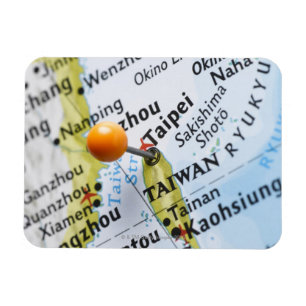 Map Button in Taipei, Taiwan auf Karte, Magnet