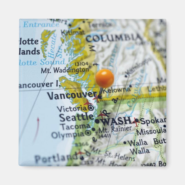 Map-Button in Vancouver, Kanada auf Karte Magnet (Vorne)