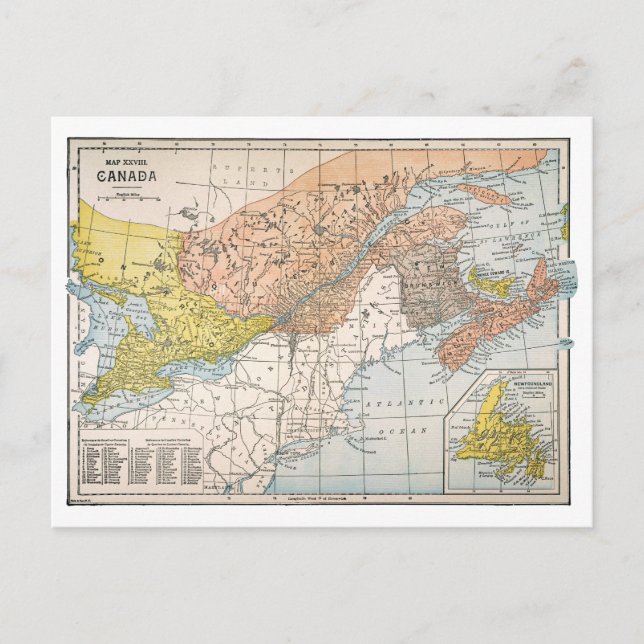 MAP: EASTERN CANADA POSTKARTE (Vorderseite)
