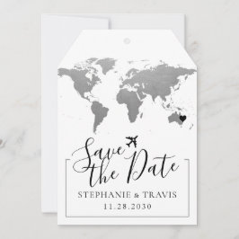 Map Hochzeit in Urlaubsort Silver Save the Date Ta