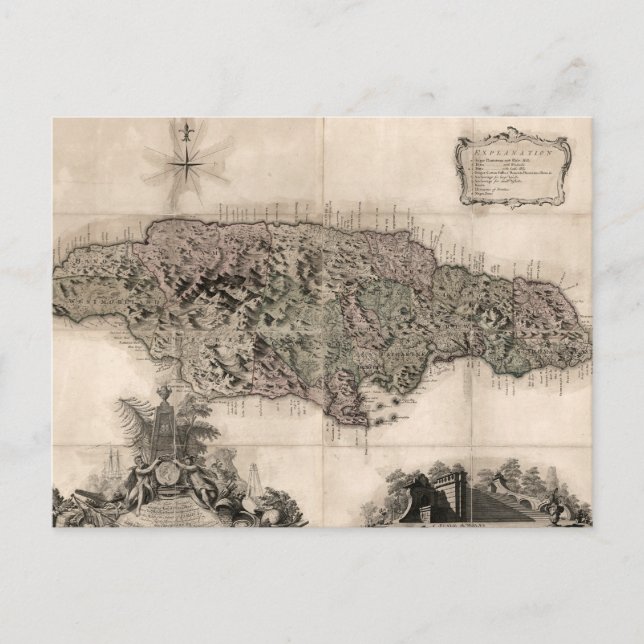 MAP: JAMAICA, 1763 POSTKARTE (Vorderseite)