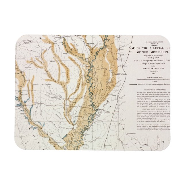 MAP: MISSISSIPPI RIVER, 1861 MAGNET (Horizontal)