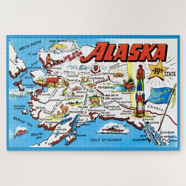 Map of Alaska 20x30 Jigsaw Puzzle (Horizontal)
