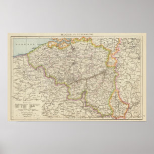 Map of Belgium and Luxembourg Poster