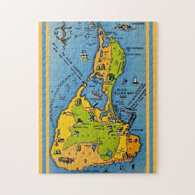 Map of Block Island 11x14 (Vertikal)