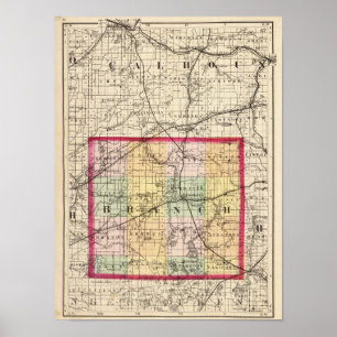 Map of Branch Landkreis, Michigan Poster
