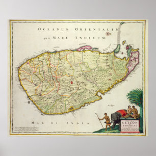 Map of Ceylon according to Nicolas Visscher Poster