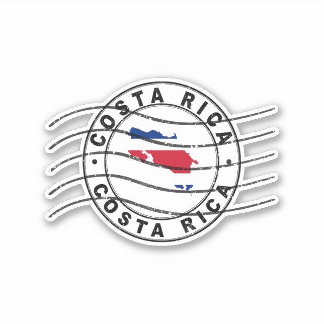 Map of Costa Rica, Postal Passport Stamp Aufkleber (Vorderseite)