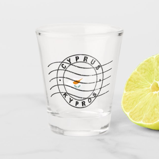 Map of Cyprus, Postal Passport Stamp, Schnapsglas (Vorderseite)