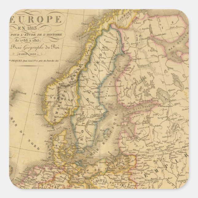 Map of Europe 2 Quadratischer Aufkleber (Vorderseite)