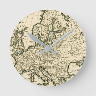 Map of Europe by Guillaume Raynal Runde Wanduhr
