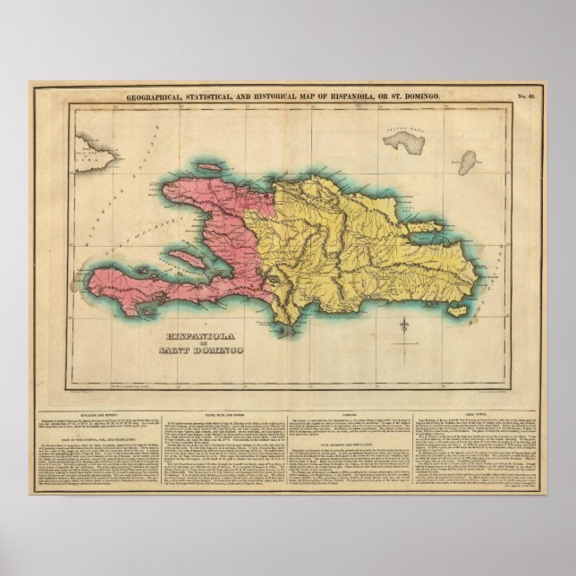 Map Of Hispaniola, Or St Domingo Poster (Vorne)