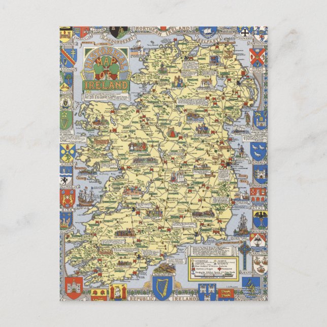 Map of Historical Ireland Postkarte (Vorderseite)