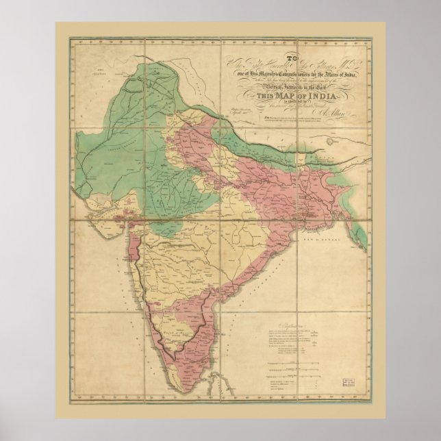 Map of India (1818) Poster (Vorne)