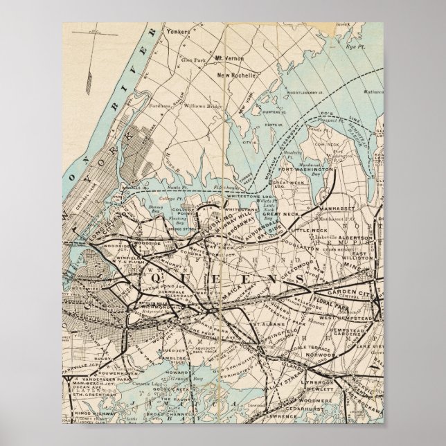 Map of Kings, Queens, Long Island Poster (Vorne)