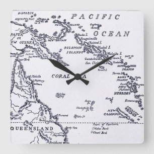 Map of Melanesia Quadratische Wanduhr