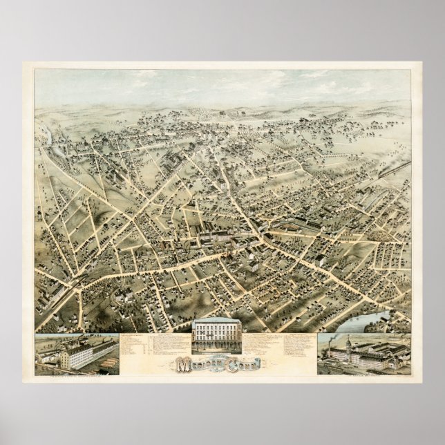 Map of Meriden, Connecticut from 1875 Poster (Vorne)